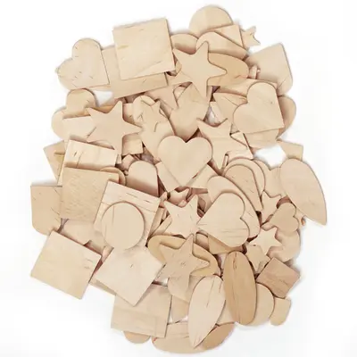 Creativity Street  Wood Shapes, Natural Colored Assorted Shapes,  1/2" to 2", 1000 Pieces