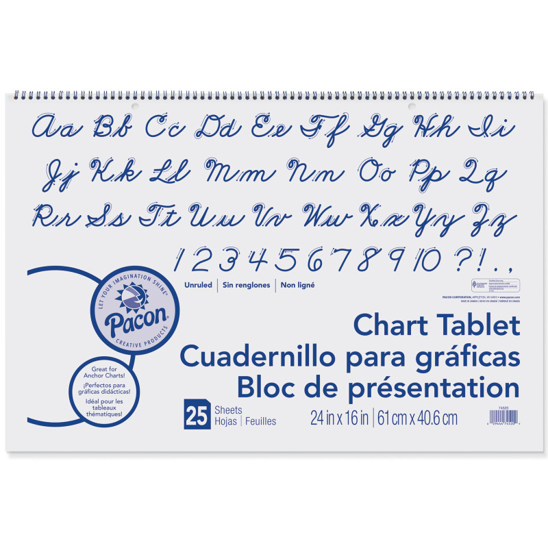 Chart Tablet, Cursive Cover, Unruled 24" x 16", 25 Sheets