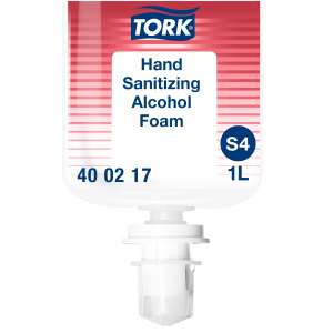 Essity,  Premium Alcohol Hand Sanitizer Foam, Tork Foam Skincare S4 Dispenser 1000 mL Cartridge