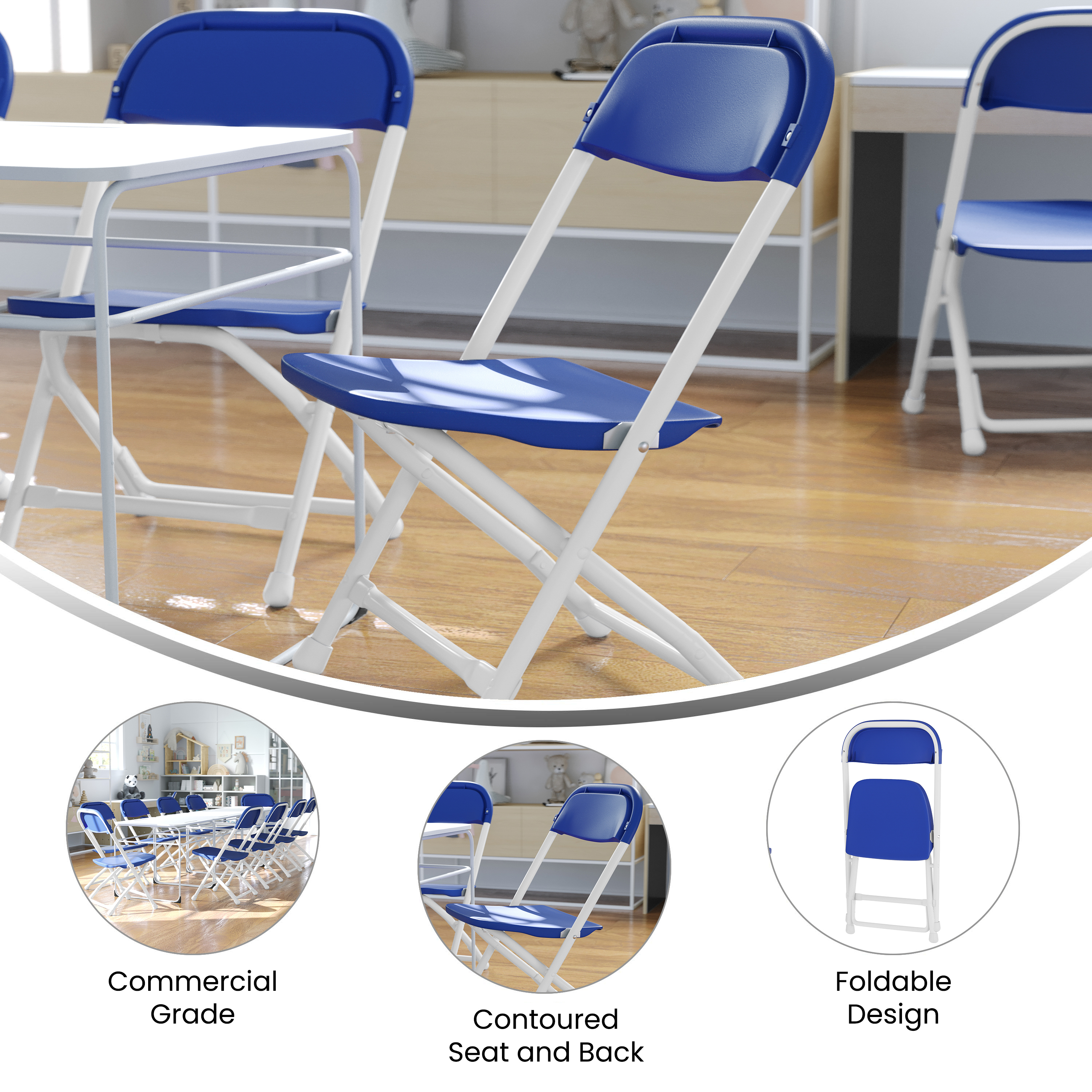 Pack de 2 sillas plegables de plástico blanco para niños - Imagen 56 de 63