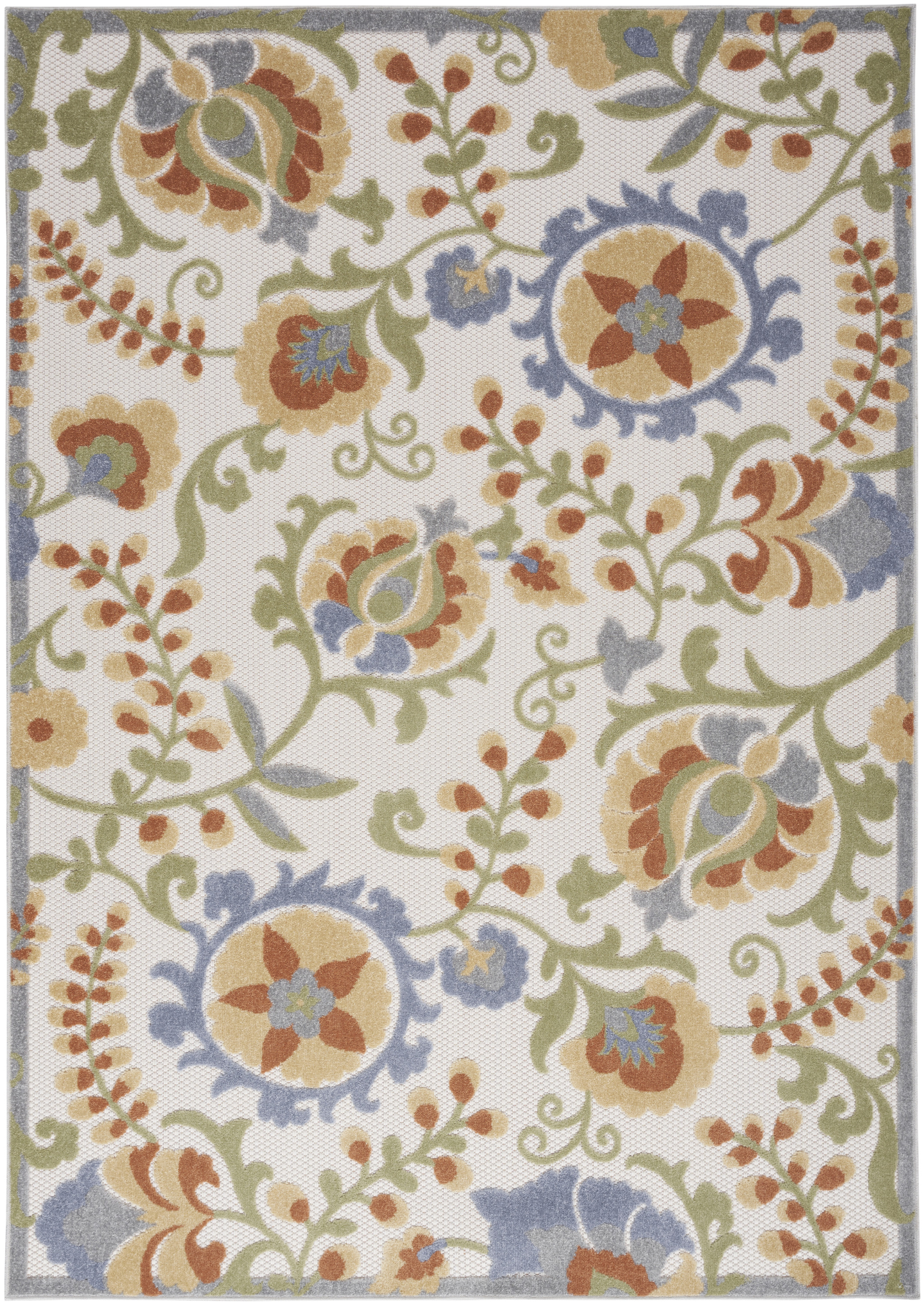Nourison Aloha 3'6" x 5'6" Ivory Blue Outdoor Rug