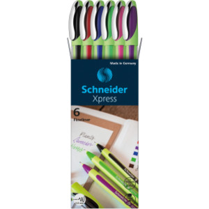 Xpress Fineliner Pens, 0.8 mm, 6-Color Assortment (Black, Red, Blue, Green, Violet, Pink)