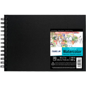 Artist Series Montval Watercolor Art Book, Black Cover, Side Wire Binding, 20 Sheet, 10x7 inch, 1 Count