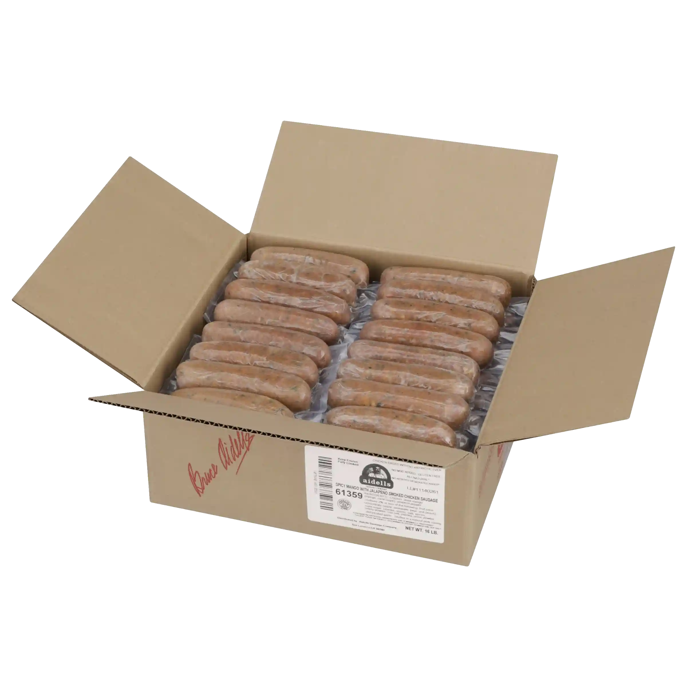 Aidells® Fully Cooked Smoked Spicy Mango with Jalapeno Chicken Sausage Links, 4 oz, 64 Links per Case, 16 Lbs, Frozen_image_4