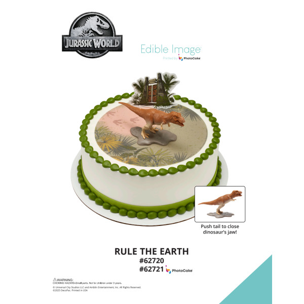 Jurassic World Rule the Earth The Magic of Cakes® PhotoCake® Enhanced Round Background Page