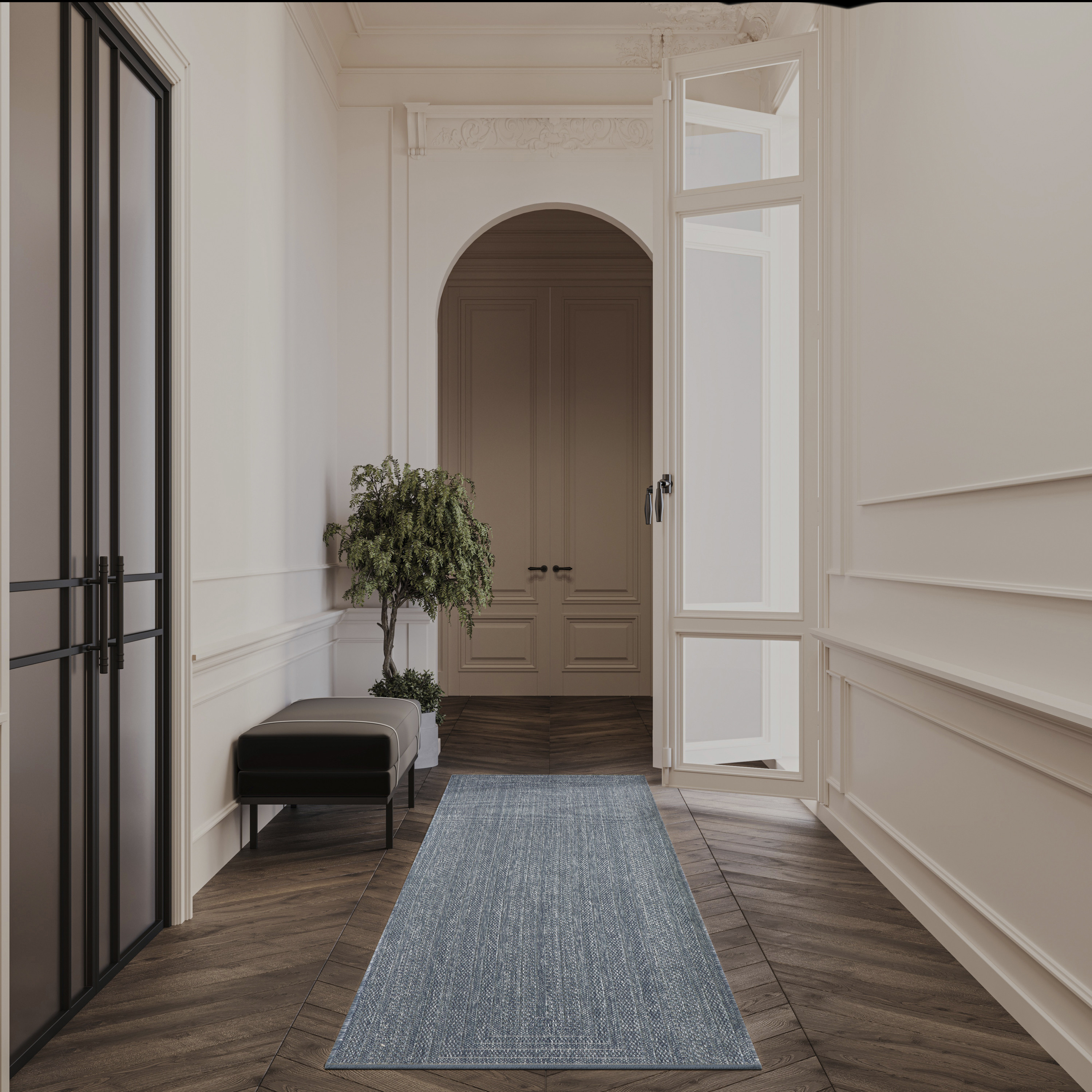 Nourison Tulum 2'2" x 10' Denim Outdoor Rug