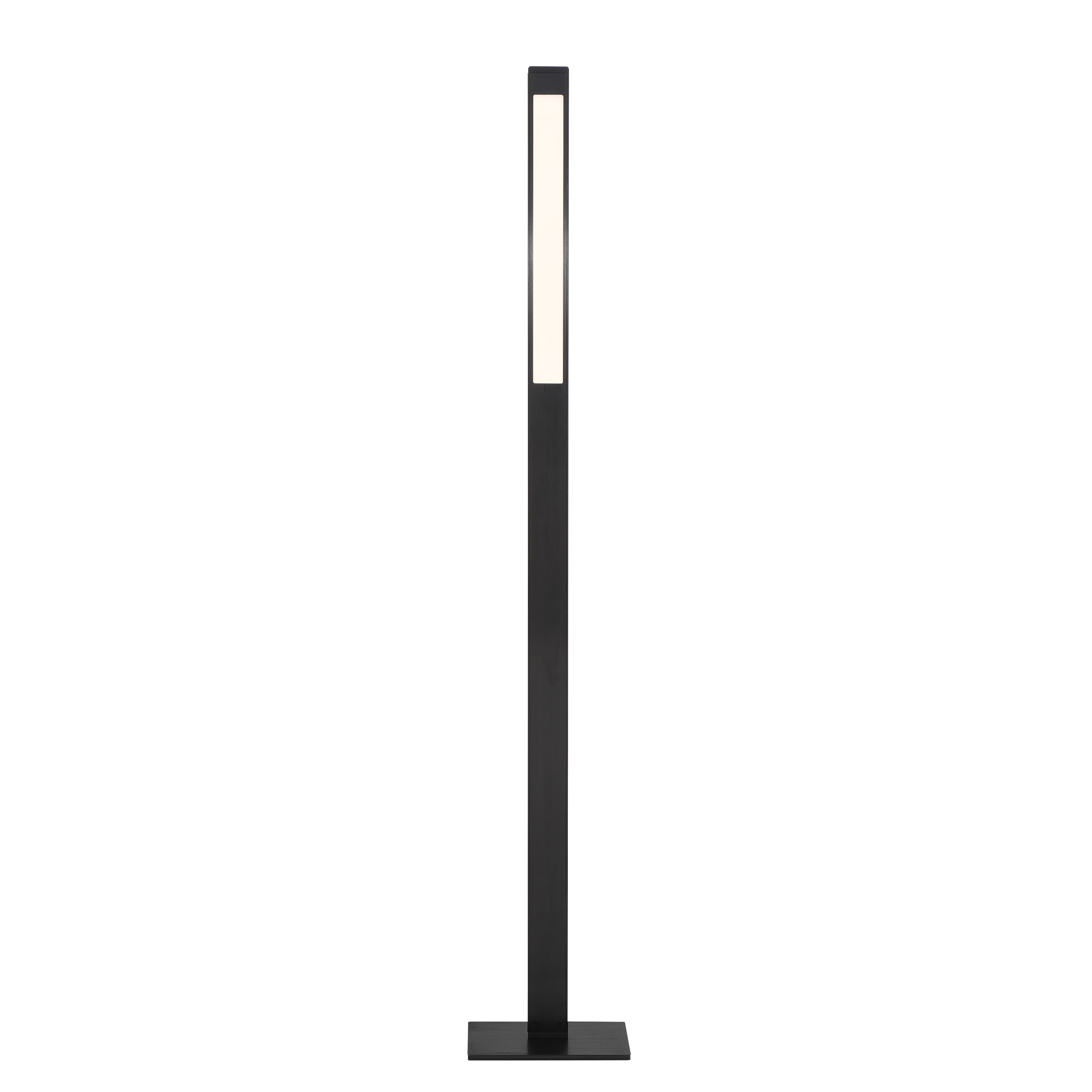 This contemporary floor lamp combines minimalist design with practical functionality. The anodized brushed coal black finish adds sophistication while the integrated LED and adjustable dimmer provide customizable lighting for reading, working, or ambient illumination. - alternate view