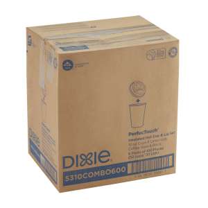 Dixie, PerfecTouch, 10 oz Insulated Hot Cup & Lid Set, White