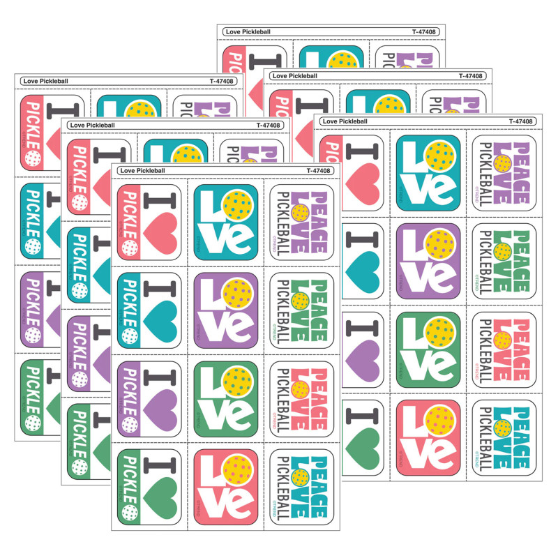 Love Pickleball Tear & Share Stickers™, 60 Per Pack, 6 Packs