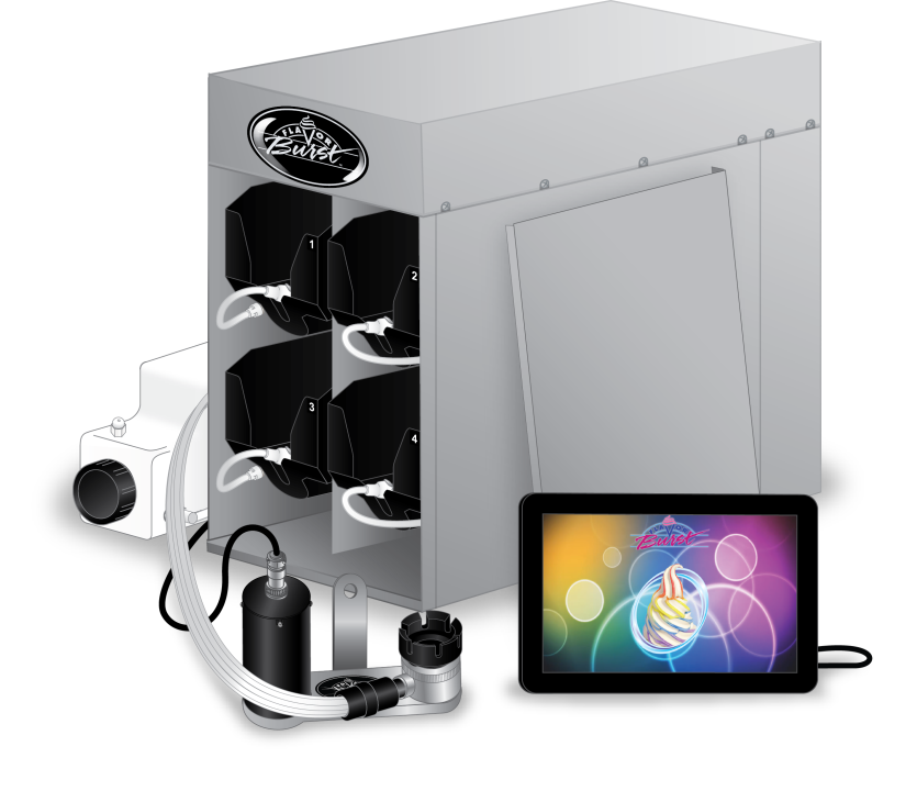 Four-flavor striped junior Flavor Burst® soft-serve system