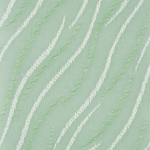 Woven mint-green fabric filling the frame, embroidered with diagonal white and pale-green wavy stripes; stitches create subtle raised texture, shown in a well-lit close-up macro view.