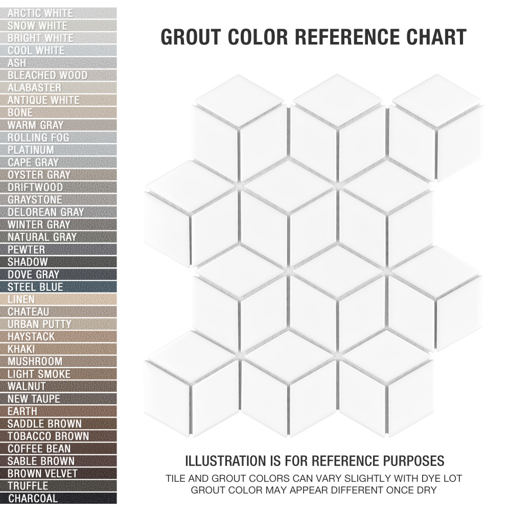 Metro Rhombus Glossy White 10-1/2 in. x 12-1/8 in. Porcelain Mosaic Tile