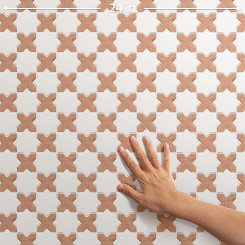 Sentier des Cotto 2″ Cross with White Star 11-7/8 in. x 11-7/8 in. Porcelain Mosaic Tile