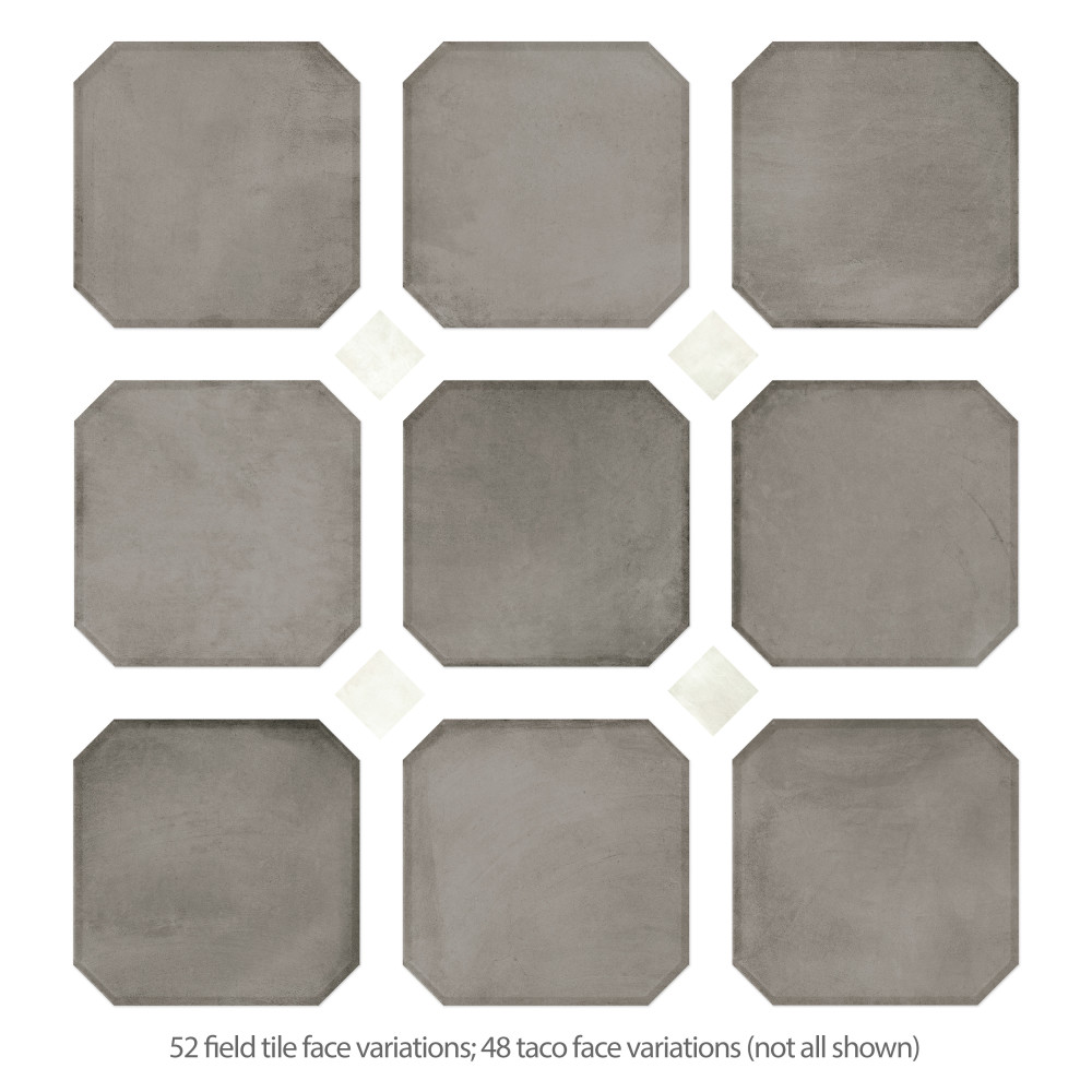 Laverton Octagon Grafito with Taco Nieve 7-7/8 in. x 7-7/8 in. Porcelain Floor and Wall Tile