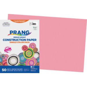 Construction Paper, Medium Weight, Pink, 12" x 18", 50 Sheets
