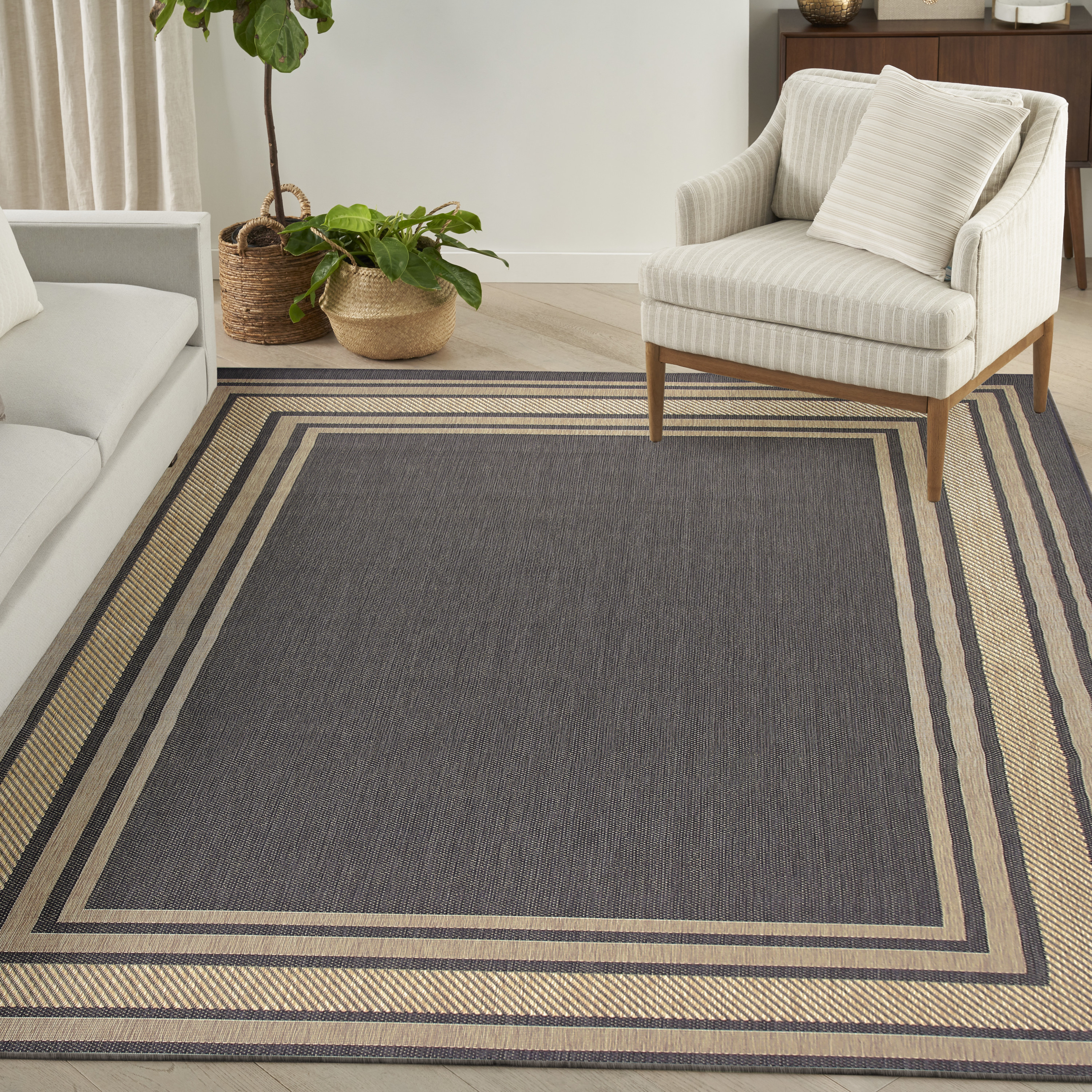 Nourison Horizon Indoor/Outdoor 9' x 12' Charcoal Modern Rug