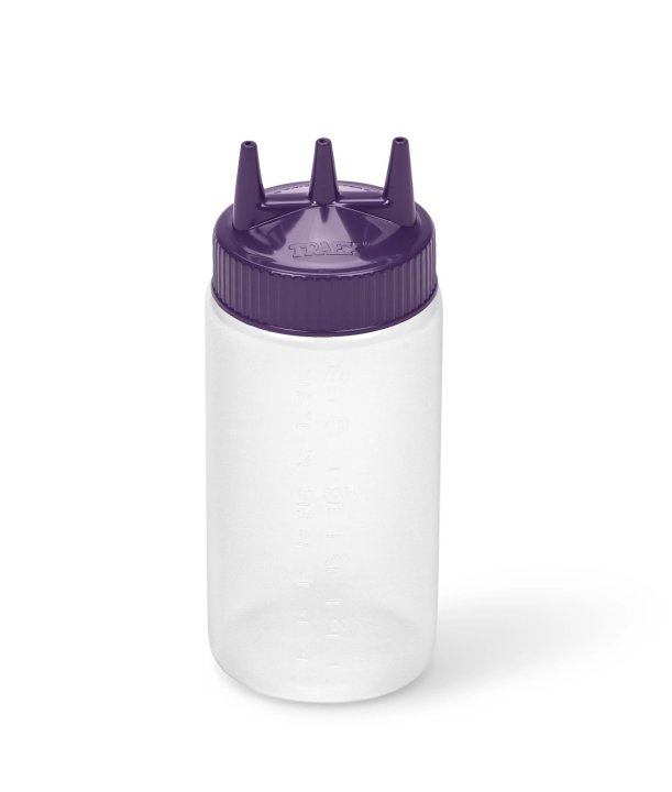 Distributeur à pression triple transparent de 470 ml avec douilles violet