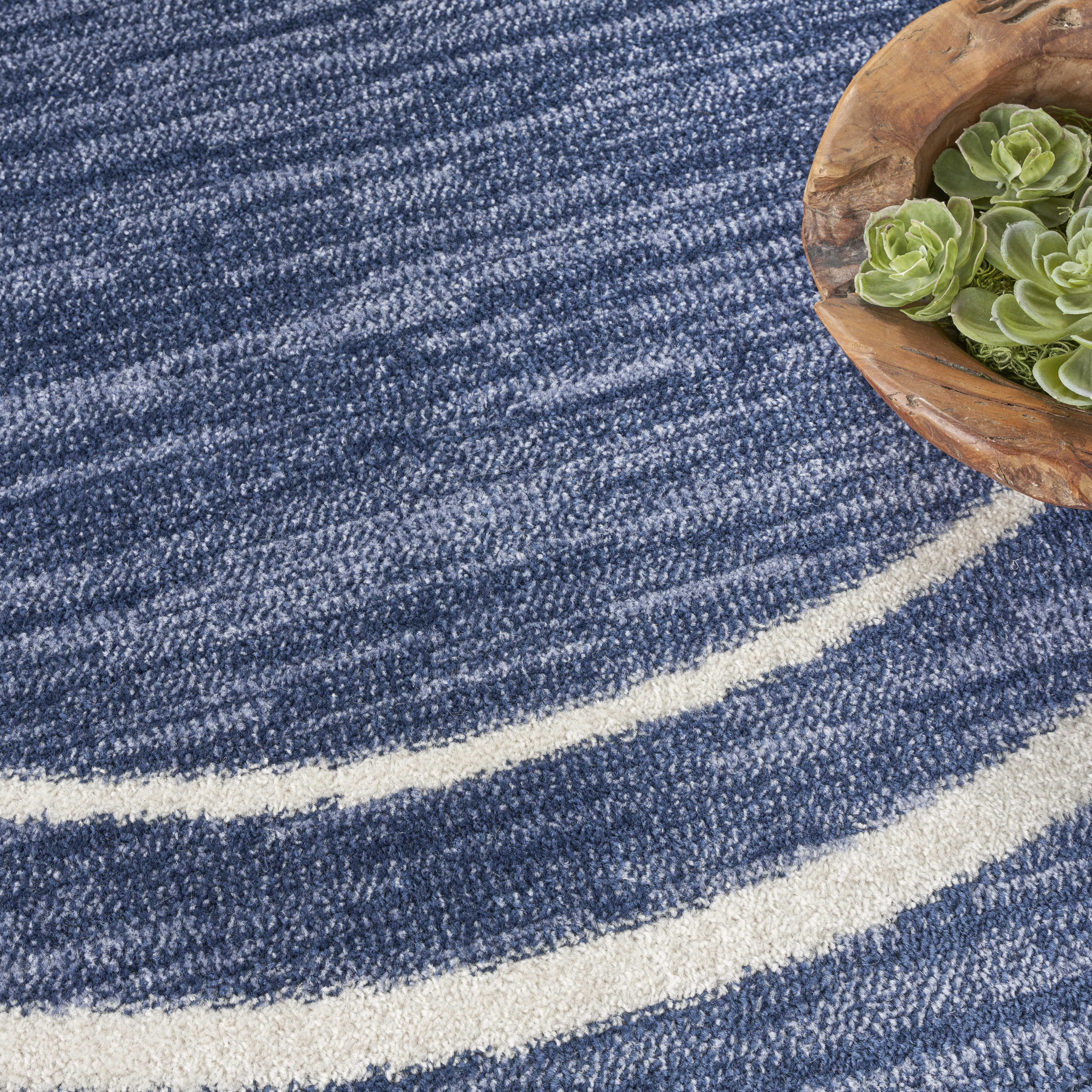 Nourison Nourison Essentials 4' x Round Navy Ivory Contemporary Rug