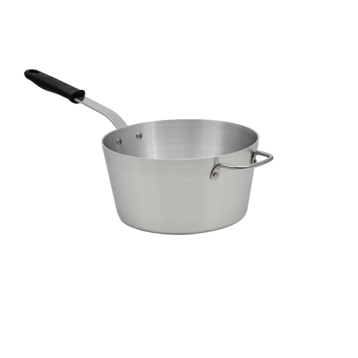 7-quart Wear-Ever® tapered aluminum saucepan with natural finish and silicone handle