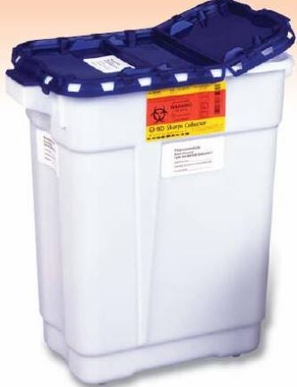 BD CONTAINER, SHARPS PHARMA WHT/BLU 9GL PLUG CAP (8/CS)