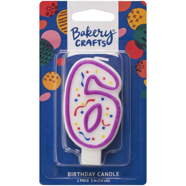6 Party Purple Numeral Candles