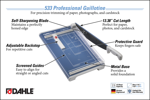 Dahle 533 Professional Guillotine Trimmer InfoGraphic