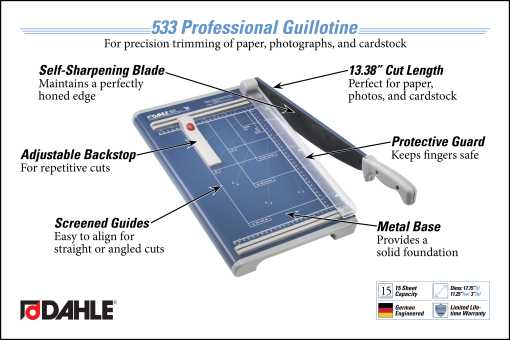 Dahle 533 Professional Guillotine Trimmer InfoGraphic