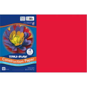 Construction Paper, Heavyweight, Festive Red, 12" x 18", 50 Sheets