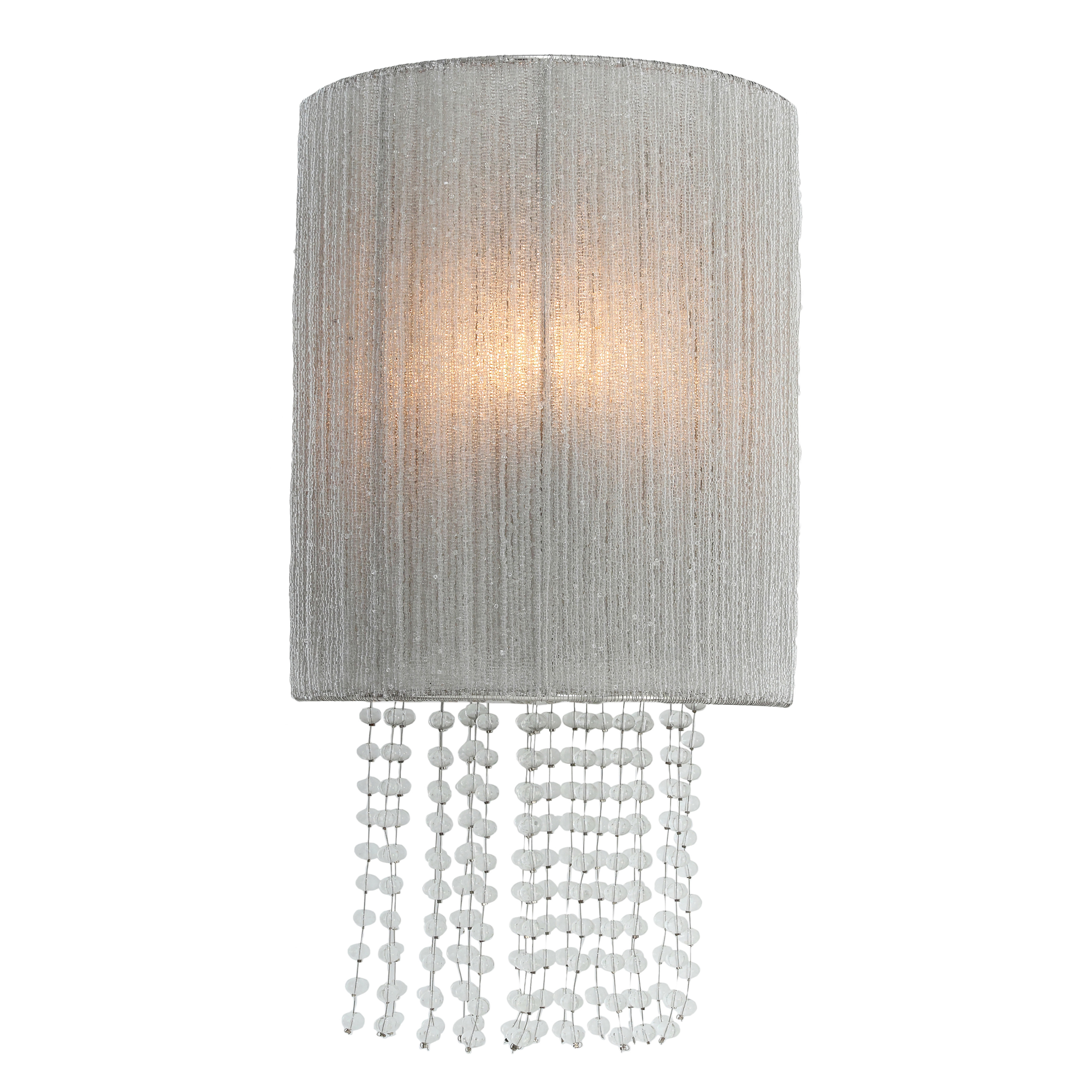 The Crystal Reign wall sconce combines transitional elegance with sparkling crystal beads that catch and reflect light beautifully. Its polished nickel finish and compact 19-inch height make it perfect for bathrooms, hallways, and bedrooms. - alternate view