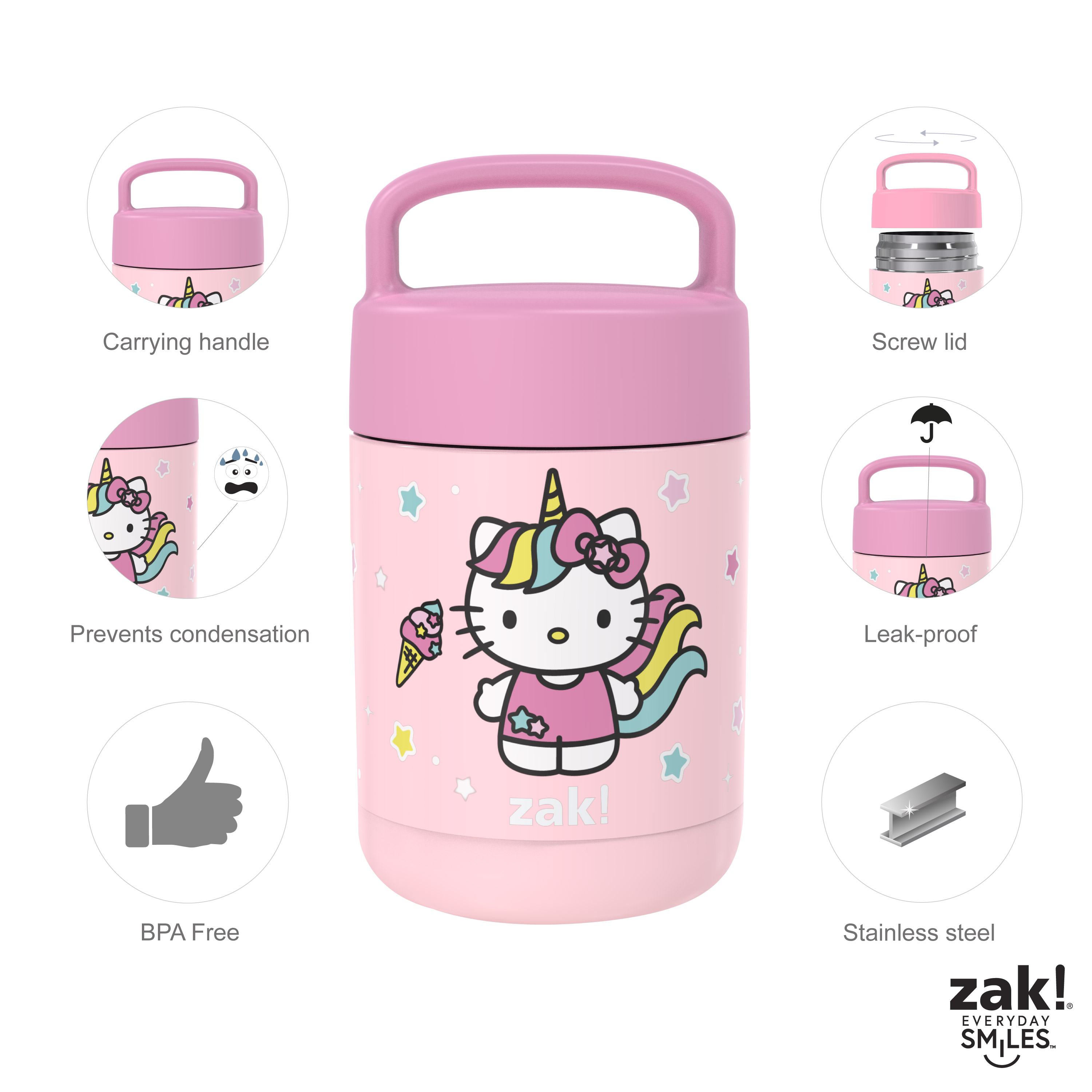Sanrio Reusable Vacuum Insulated Stainless Steel Food Container, Hello Kitty slideshow image 10