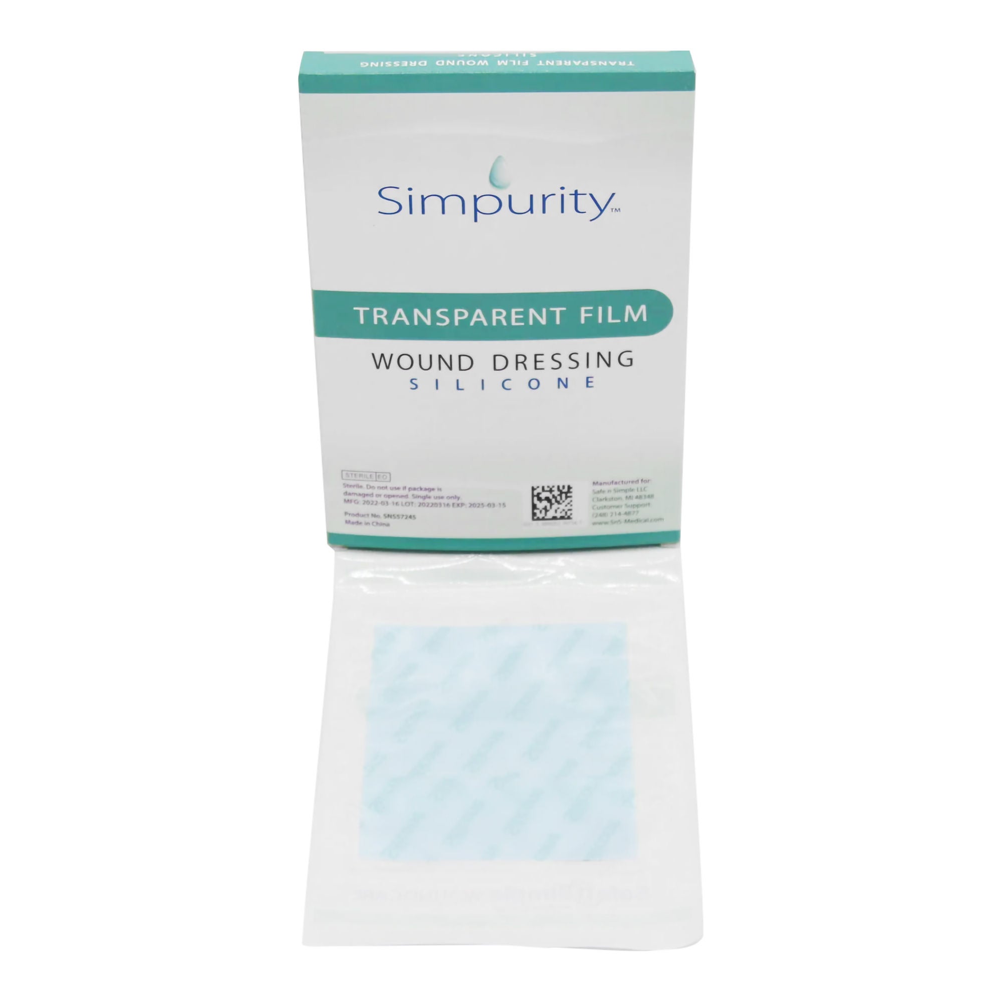 Safe N Simple DRESSING, WOUND SIL TRANSPARENT FILM 4"X5" (12/BX 16BX/CS)