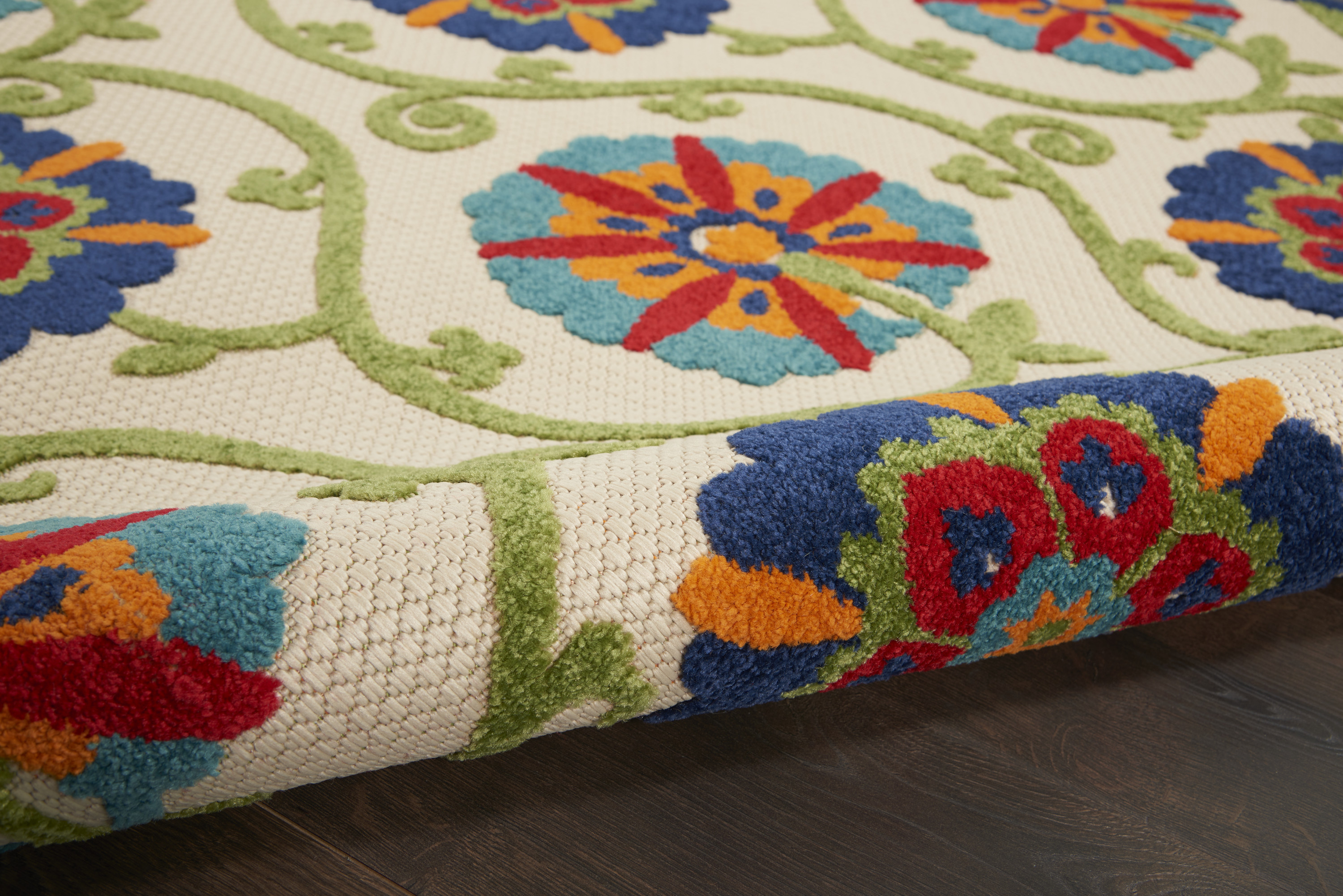 Nourison Aloha 5'3" x 7'5" Blue Multicolor Contemporary Rug