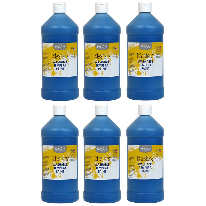 Little Masters® Washable Tempera Paint, Blue, 32 oz., Pack of 6