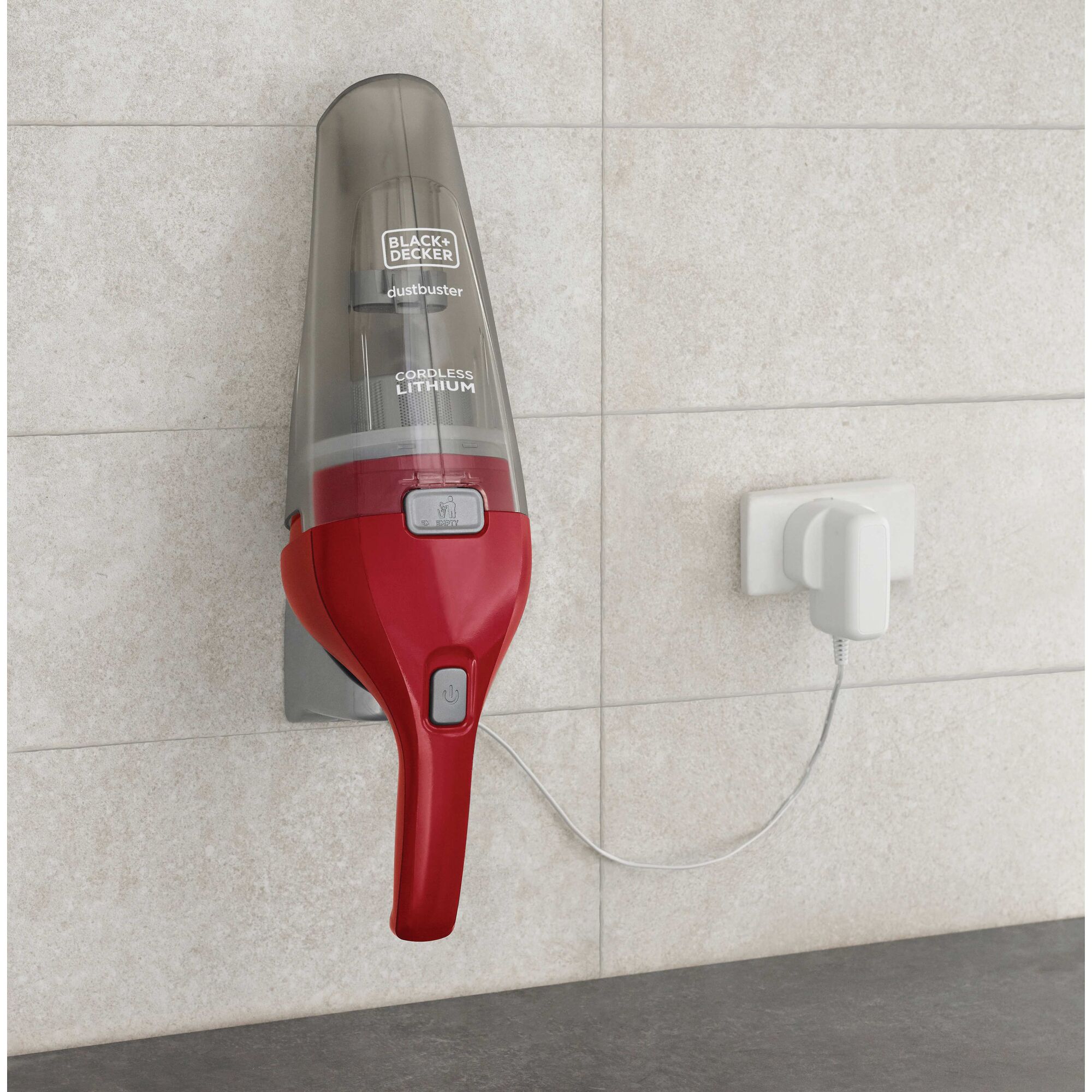 Wall mount charging feature of Dust buster Quick Clean Cordless Hand Vacuum.