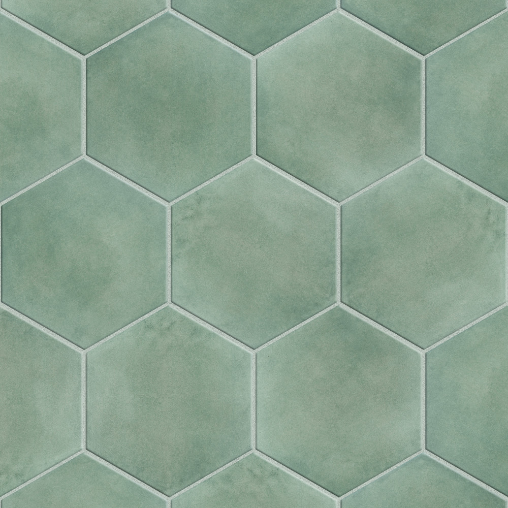 Matter Hex Green 7-7/8 in. x 9 in. Porcelain Floor and Wall Tile