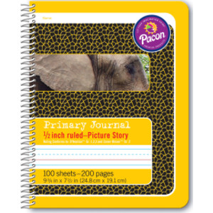 Primary Composition Book, Spiral Bound, D'Nealian/Zaner-Bloser, 1/2" x 1/4" x 1/4" Picture Story Ruled, 9-3/4" x 7-1/2", 100 Sheets