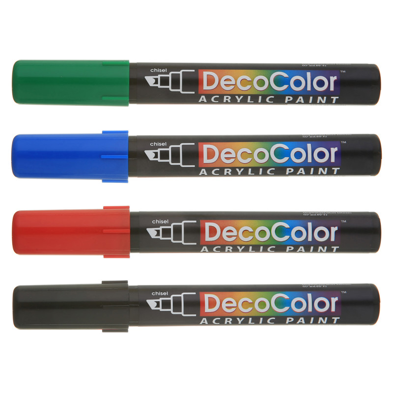 DecoColor® Acrylic Paint Markers, 315-S, Chisel Tip, Primary Colors, Set of 4