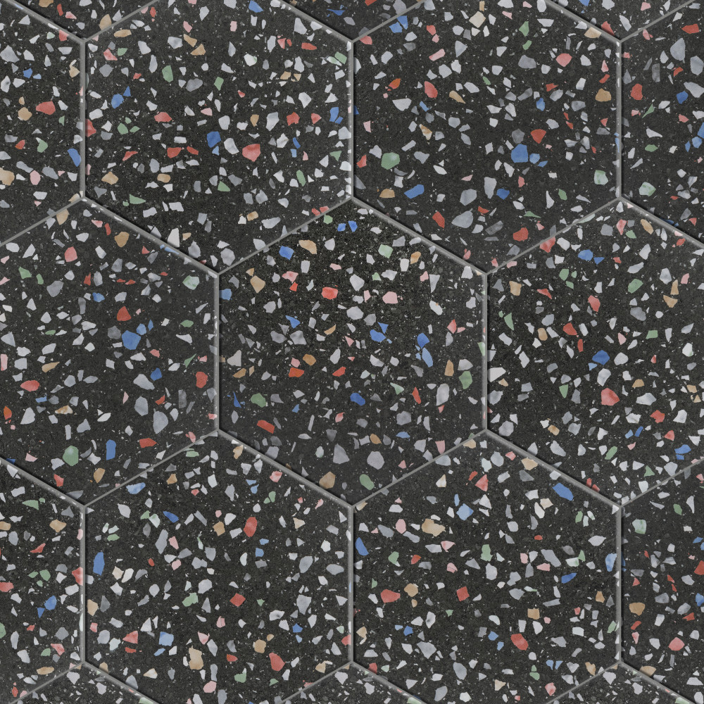 Venice Hex Colors Dark 8-5/8 in. x 9-7/8 in. Porcelain Floor and Wall Tile