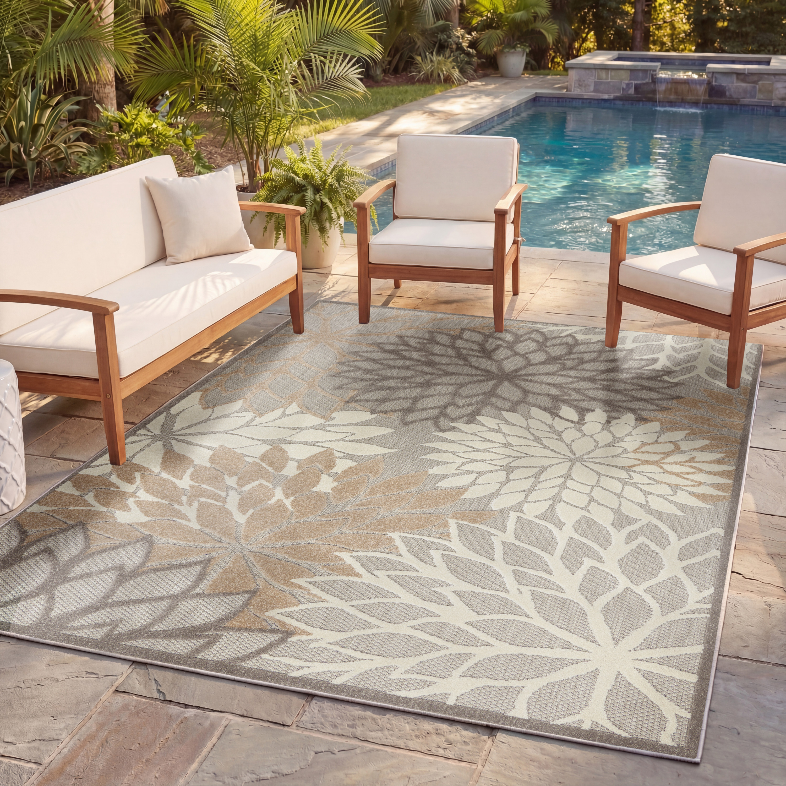 Nourison Aloha 6' x 9' Natural Tropical Rug