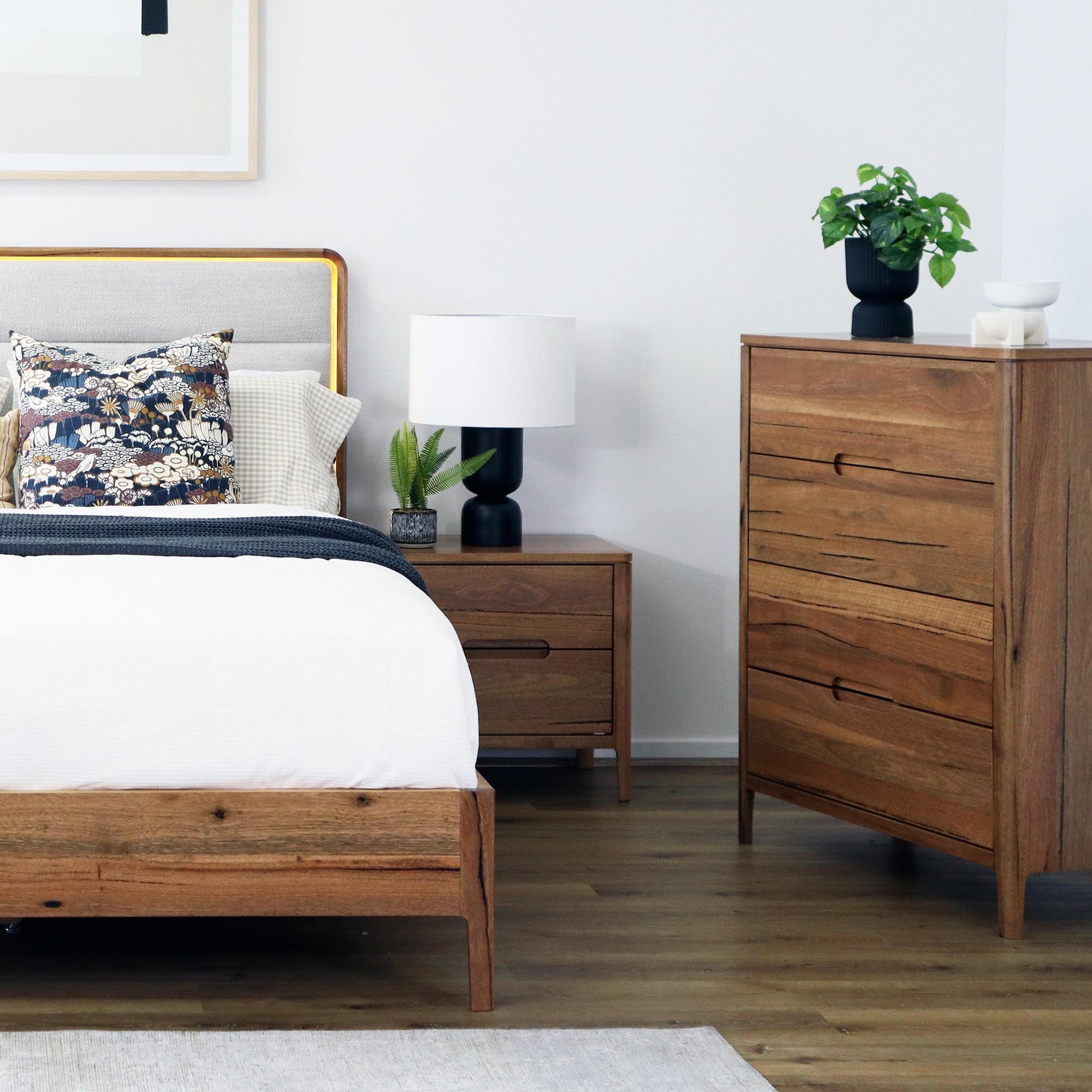 Lifestyle image of the Broulee Tallboy (4 Drawer), Natural from Forty Winks