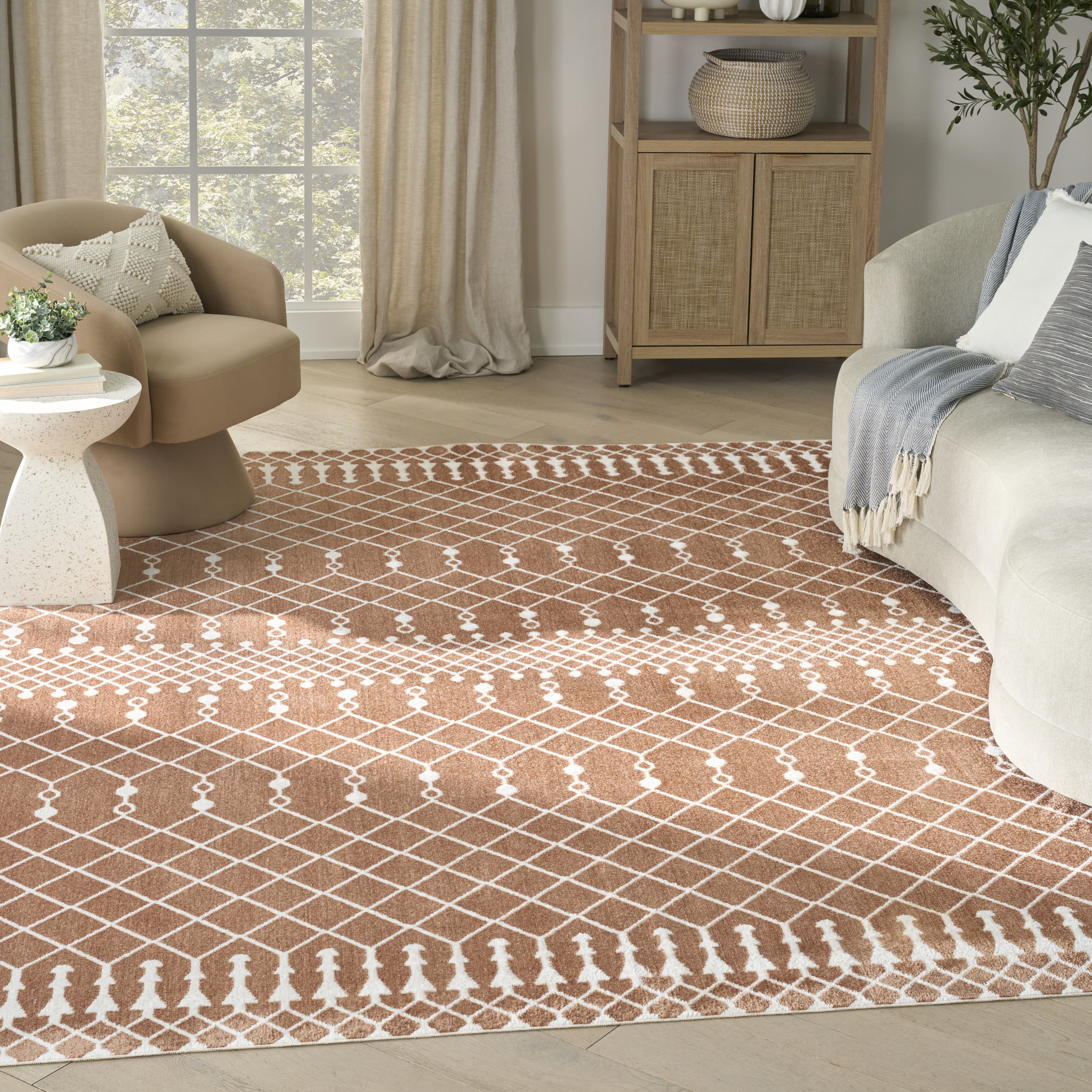 Nourison Astra Machine Washable 6'7" x 9' Copper Bohemian Indoor Rug