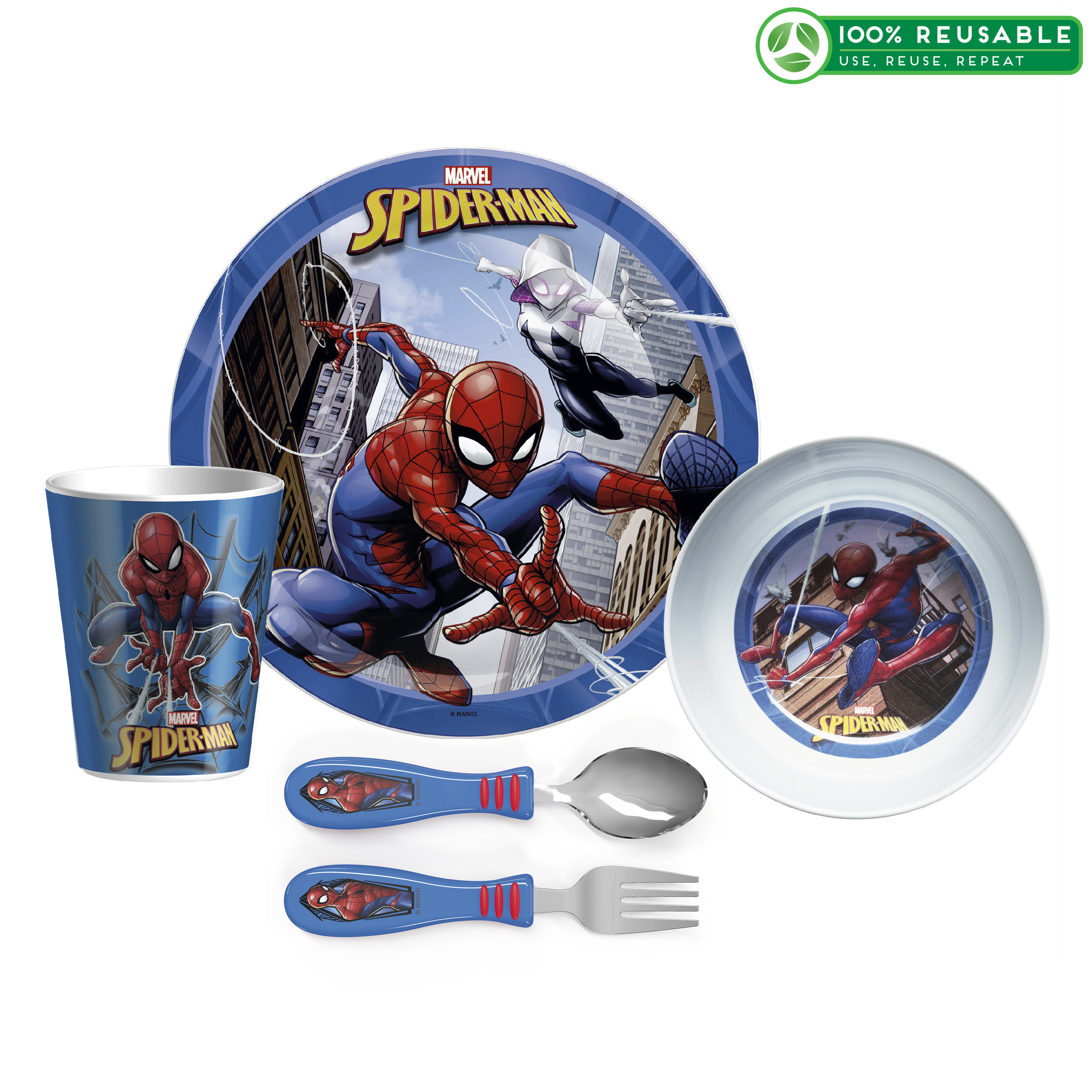 Marvel Comics Dinnerware Set, Spider-Man, 5-piece set slideshow image 1 Marvel Comics Dinnerware Set, Spider-Man, 5-piece set slideshow image 1