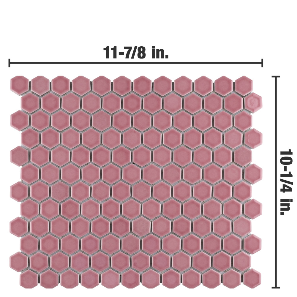 Tribeca 1″ Hex Glossy Blush 10-1/4 in. x 11-7/8 in. Porcelain Mosaic Tile