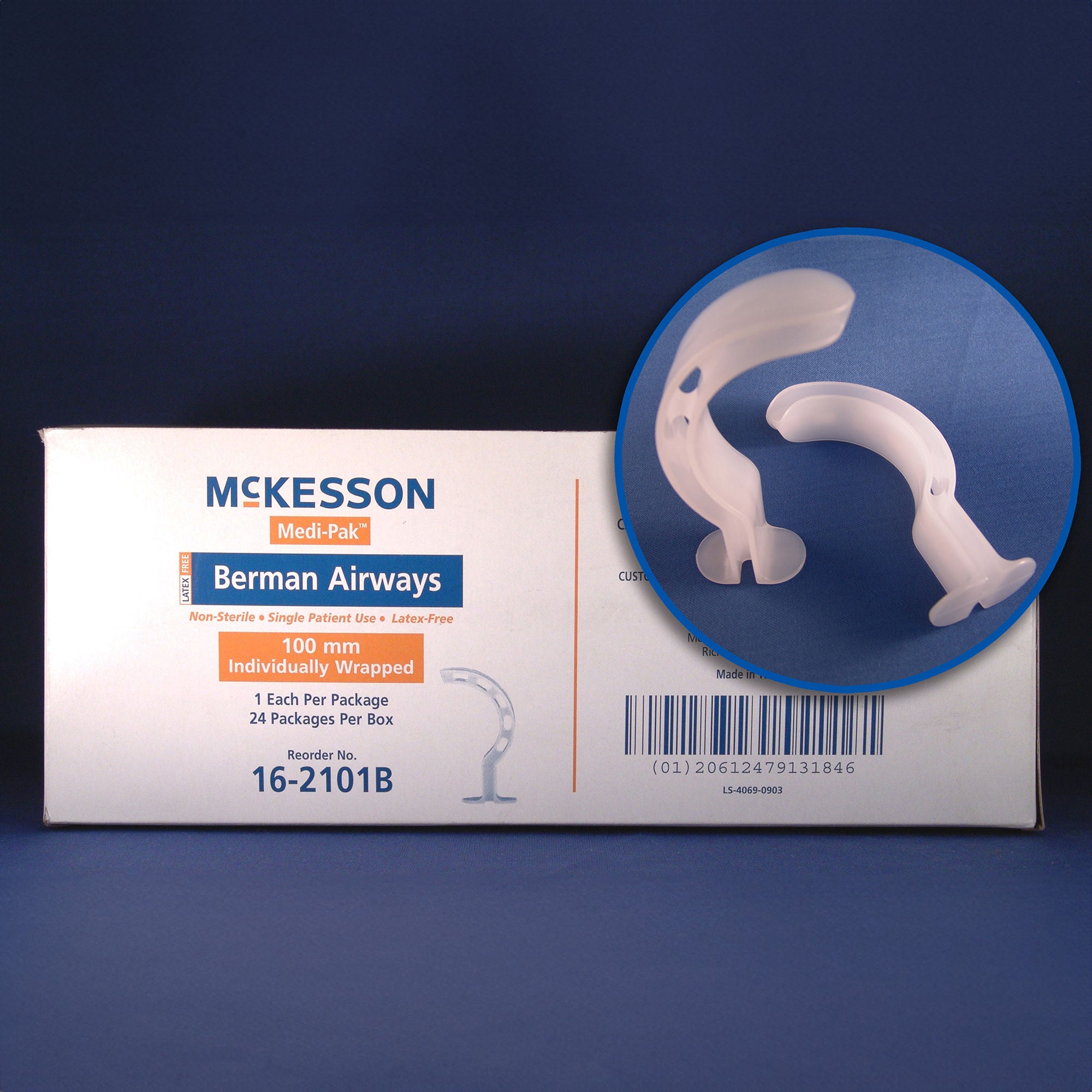 McKesson Berman Oropharyngeal Airway, Size 5, 100 mm Length, ISO 10