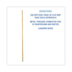 Boardwalk, Lie-Flat Bolt-On Lacquered Wood Mop Handle, 60", Natural