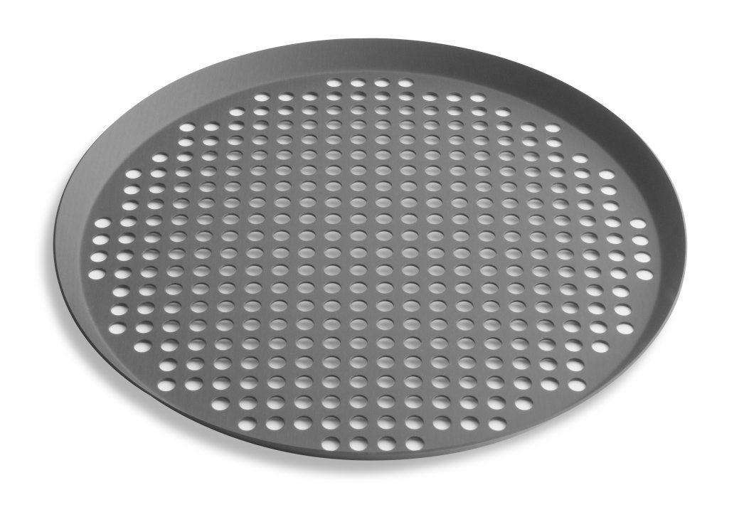 13" Extra Perforated Press Cut Pizza Pan with Hard Coat Anodized Finish