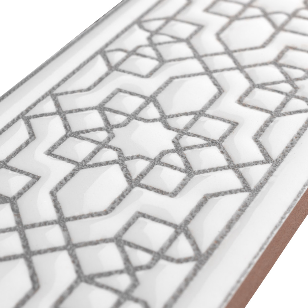 Sevillano Listello Estrella White 2 in. x 7-7/8 in. Ceramic Wall Trim