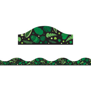 Magnetic Scallop Border, Greenery on Black, 12 Feet