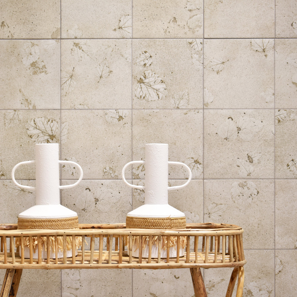 Stone Press Leaf 17-3/8 in. x 17-3/8 in. Porcelain Floor and Wall Tile