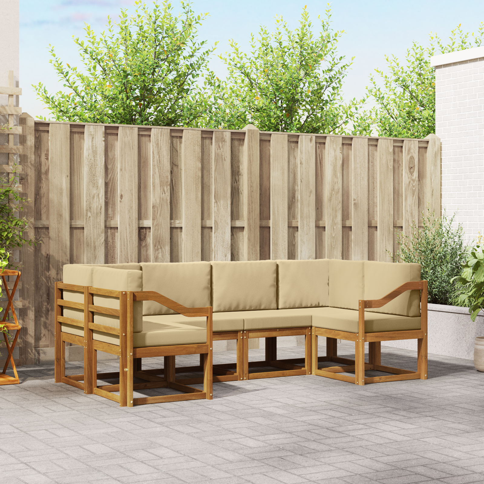 vidaXL Outdoor-Sofagarnitur mit Kissen 6 pcs Natur und Beige – Bild 2